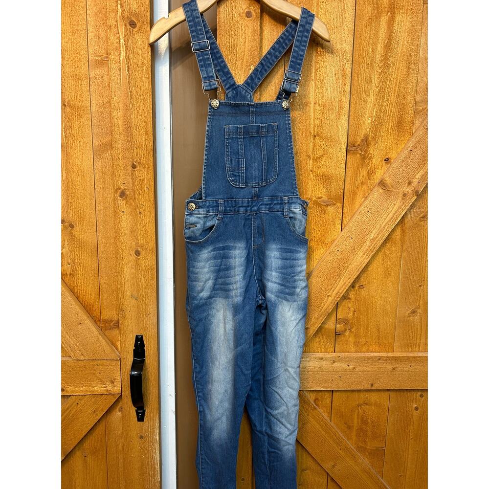 Women's Large Denim Overalls Jean Distressed Tush Push